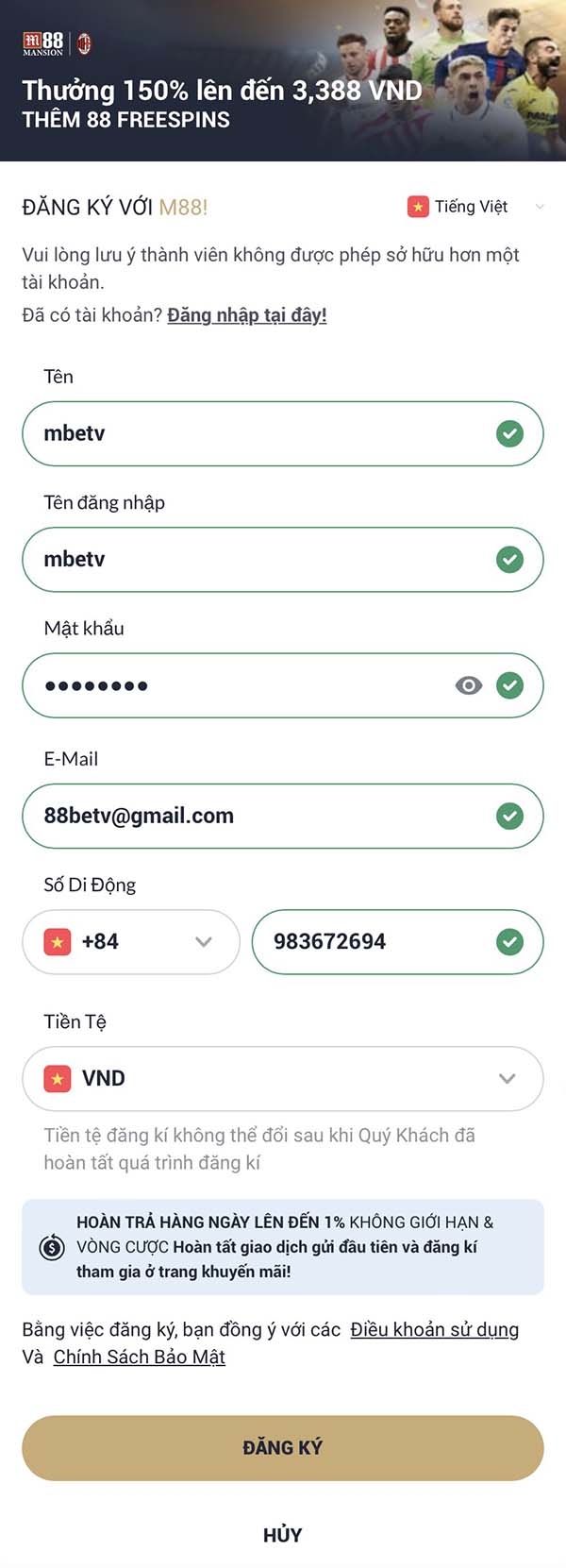 Đăng nhập M88 Đăng nhập M88